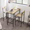 SoBuy OGT03-N Ensemble Table Haute de Cuisine 87 cm avec 2 tabourets de Bar – Meuble Bar Compact Mange Debout pour Petit Espace, Balcon, Salon ou Cuisine – Style Industriel Bois et métal