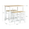 SoBuy OGT11-WN Set de 1 Table + 4 Tabourets Ensemble Table de Bar Bistrot + 4 Tabourets avec Repose-Pieds Table Haute Cuisine