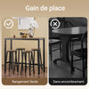 SoBuy OGT22-SCH Set de Table + 4 Tabourets de Bar Avec Repose-Pieds - Ensemble Table Haute de Cuisine Mange-Debout (Noir)