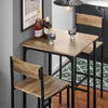 SoBuy OGT27-N Ensemble Table Haute Mange Debout Cuisine avec 2 Tabourets, Table de Bar Haute, Mange Debout avec Tabouret, Table Bar Cuisine, Table Haute Exterieur, MDF & Métal, Bois