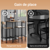 SoBuy OGT27-N Ensemble Table Haute Mange Debout Cuisine avec 2 Tabourets, Table de Bar Haute, Mange Debout avec Tabouret, Table Bar Cuisine, Table Haute Exterieur, MDF & Métal, Bois