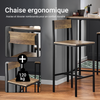 SoBuy OGT27-N Ensemble Table Haute Mange Debout Cuisine avec 2 Tabourets, Table de Bar Haute, Mange Debout avec Tabouret, Table Bar Cuisine, Table Haute Exterieur, MDF & Métal, Bois