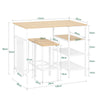 SoBuy OGT51-WN Ensemble Table et 2 Tabourets, Table Cuisine avec 3 Étagères Latérales, Table Haute Mange-Debout