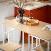 SoBuy OGT51-WN Ensemble Table et 2 Tabourets, Table Cuisine avec 3 Étagères Latérales, Table Haute Mange-Debout