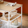 SoBuy OGT51-WN Ensemble Table et 2 Tabourets, Table Cuisine avec 3 Étagères Latérales, Table Haute Mange-Debout