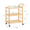 SoBuy SVW24-N Chariot de Service à roulettes, Desserte de Cuisine Roulante, Étagère de Cuisine, à 3 Niveaux avec Poignée