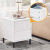 SoBuy FBT157-W Bout de Canapé Table de Chevet Table de Nuit Table d'Appoint Table Basse avec 2 Tiroirs pour Salon, Chambre ou Bureau, Pieds en Métal