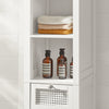 SoBuy BZR36-W Meuble Colonne de Salle de Bain Armoire Haute Placard de Rangement avec 1 porte, 1 tiroir et 3 étagères