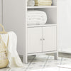SoBuy BZR56-W Meuble Bas de Salle de Bain Commode Armoire de Rangement sur Pied avec 3 étagères et 2 Portes, Blanc, 41x36x86 cm