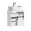 SoBuy BZR61-W Meuble sous Lavabo, Meuble de Salle de Bain, Placard de Rangement, Armoire Salle de Bain et Porte de Grange