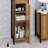 SoBuy BZR62-PF Meuble Colonne de Salle de Bain, Armoire Haute et Étroite Placard de Rangement avec 3 Niches, 1 Porte et 3 Etagères Intérieurs, Style Industriel, L30 x P28 x H168 cm