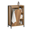 SoBuy BZR65-PF Meuble Salle de Bain avec Panier à Linge Petit Meuble de Rangement Salle de Bain avec Étagères Ouvertes et Panier Amovible – Armoire de Toilette Compacte Rangement WC 60x30x90 cm