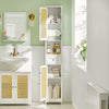 SoBuy BZR70-W Meuble Colonne, Armoire Haute, Placard, Meuble de Salle de Bain sur Pieds, ploy rotin