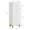 SoBuy BZR93-W Armoire à Linge, Corbeille à Linge, Meuble Bas de Salle de Bain sur Pieds, Armoire Toilette, Meuble de Rangement avec 1 Tiroir et 1 Panier à Linge Amovible, Blanc, 34x30x90cm