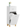 SoBuy BZR93-W Armoire à Linge, Corbeille à Linge, Meuble Bas de Salle de Bain sur Pieds, Armoire Toilette, Meuble de Rangement avec 1 Tiroir et 1 Panier à Linge Amovible, Blanc, 34x30x90cm