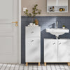 SoBuy BZR93-W Armoire à Linge, Corbeille à Linge, Meuble Bas de Salle de Bain sur Pieds, Armoire Toilette, Meuble de Rangement avec 1 Tiroir et 1 Panier à Linge Amovible, Blanc, 34x30x90cm