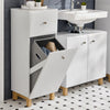 SoBuy BZR93-W Armoire à Linge, Corbeille à Linge, Meuble Bas de Salle de Bain sur Pieds, Armoire Toilette, Meuble de Rangement avec 1 Tiroir et 1 Panier à Linge Amovible, Blanc, 34x30x90cm
