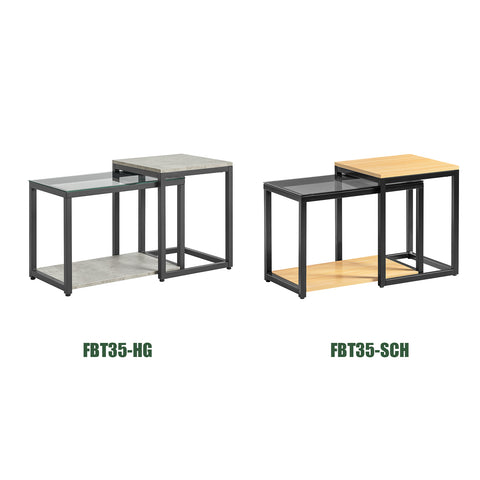 SoBuy FBT35-HG Lot de 2 Tables Basses Gigognes Tables de Salon - Set de 2 Tables d'appoint Empilables, Gris