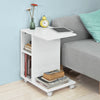 SoBuy FBT48-W Table d'appoint C-Fonctionnelle avec 2 étagères de Rangement & Support pour Tablette, Table Basse Moderne sur roulettes, Blanche