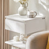 SoBuy FBT49-W Table de Chevet - Table de Nuit avec 1 tiroir et 2 étagères, Table d'appoint pour Chambre à Coucher - Meuble de Rangement Moderne L39 x P39 x H65 cm Blanc
