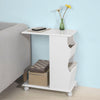SoBuy FBT67-W Table d’Appoint Bout de Canapé Moderne roulante avec 2 Compartiments de Rangement
