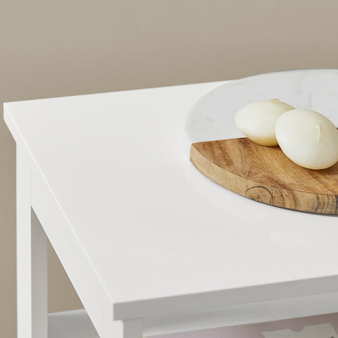 SoBuy FBT91-W Table d’Appoint Haute Bout de Canapé pour Salon Bureau Cuisine en 3 niveaux avec 1 tiroir