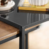 SoBuy FBT99-F Lot de 2 Tables Basses Gigognes pour Salon, Tables Carrée en Bois et Verre Trempé avec Cadre en Métal Robuste