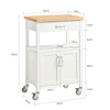 SoBuy FKW22-WN Meuble de Cuisine à roulettes avec Plan de Travail Desserte Cuisine compacte pour Rangement Cuisine, extérieur ou Chambre Chariot de Service Multifonction Blanc 60x92x45cm