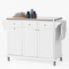 SoBuy FKW33-W Desserte de Cuisine à roulettes Îlot Central avec Plan de Travail en Acier Inoxydable, 3 Tiroirs et Étagères Réglables, Chariot Mobile pour Cuisine ou Salle à Manger 133 x 48.5 x 95 cm
