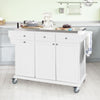 SoBuy FKW33-W Desserte de Cuisine à roulettes Îlot Central avec Plan de Travail en Acier Inoxydable, 3 Tiroirs et Étagères Réglables, Chariot Mobile pour Cuisine ou Salle à Manger 133 x 48.5 x 95 cm