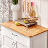 SoBuy FKW45-WN Desserte de Cuisine, Chariot de Service Roulant, Armoire de Rangement sur roulettes, Plateau en Bois d'Hévéa, avec Tiroir, Porte-Bouteilles et Portes, L67xH87xP37cm, Blanc