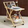 SoBuy FKW52-WN Chariot de service pliable sur roulettes 2 tablettes Desserte de cuisine roulante