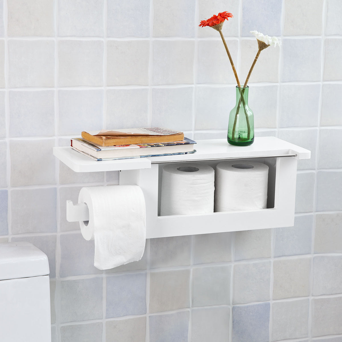 SoBuy FRG175-W Dérouleur Papier Toilette - Distributeur WC Porte