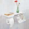SoBuy FRG175-W Dérouleur Papier Toilette Distributeur WC Porte Papier Mural avec Support pour Déposer Smartphone et Porte-revues