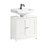 SoBuy FRG237-II-W Meuble sous-Lavabo, Meuble sous Vasque avec Étagères Ajustables, Meuble de Salle de Bain en MDF, pour Colonne lavabo, Rangement avec Portes Anti-humidité, Blanc, L60xP35xH58 cm