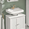 SoBuy FRG237-II-W Meuble sous-Lavabo, Meuble sous Vasque avec Étagères Ajustables, Meuble de Salle de Bain en MDF, pour Colonne lavabo, Rangement avec Portes Anti-humidité, Blanc, L60xP35xH58 cm