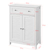 SoBuy FRG238-W Meuble Bas de Salle de Bain – Commode pour Salle de Bain, Armoire de Rangement avec étagère réglable, 1 Tiroir et 2 Portes, pour Le Couloir et la Cuisine Blanc, 60x35x87 cm