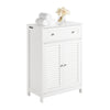 SoBuy FRG238-W Meuble Bas de Salle de Bain – Commode pour Salle de Bain, Armoire de Rangement avec étagère réglable, 1 Tiroir et 2 Portes, pour Le Couloir et la Cuisine Blanc, 60x35x87 cm