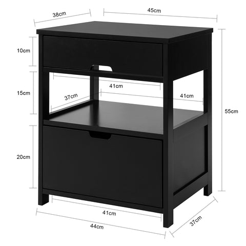 SoBuy FRG258-SCH Table de Chevet Bout de Canapé Table d'Appoint avec 2 tiroirs et 1 étagère de Rangement