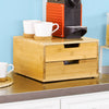 SoBuy FRG82-N Boîte à Thé en Bois avec Compartiments Boîte de Rangement Thé, Café, Capsules, Tiroir Coulissant Boîte à Thé Style Naturel 31x18x30cm
