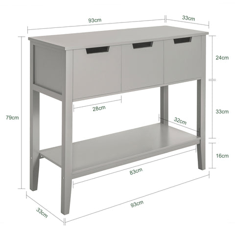 SoBuy FSB51-HG Table Console, Table d’Entrée, Bout de Canapé avec 3 tiroirs et 1 étagère