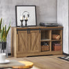 SoBuy FSB60-BR Commode Meuble Bas Placard de Rangement Buffet avec Porte de Grange Coulissante Armoire à Chaussures Commode à Chaussures