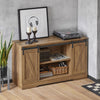 SoBuy FSB60-BR Commode Meuble Bas Placard de Rangement Buffet avec Porte de Grange Coulissante Armoire à Chaussures Commode à Chaussures