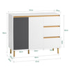 SoBuy FSB69-W Buffet Armoire Multi-Rangement Meuble de Rangement sur Pieds avec 2 Portes 3 Tiroirs