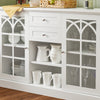 SoBuy FSB79-W Buffet Commode Dressoir Armoire de Cuisine Multi-Rangement avec 2 Portes Vitrées, 2 Tiroirs, 2 Compartiment