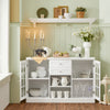 SoBuy FSB79-W Buffet Commode Dressoir Armoire de Cuisine Multi-Rangement avec 2 Portes Vitrées, 2 Tiroirs, 2 Compartiment