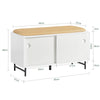 SoBuy FSR116-W Banc à Chaussures, Banc de Rangement, Meuble Bas Entrée sur Pieds avec Assise Coussin Rembourré, Meuble à Chaussures avec 2 Portes Coulissantes et 4 Étagères, 85 x 37 x 49 cm, Blanc