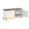 SoBuy FSR117-W Banc Chaussures Entrée, Banc de Rangement, Meuble Chaussures avec Siège Rembourré et 2 Portes, Rangement Chaussures, pour Couloir, Entrée, Chambre à Coucher, Blanc, 90x34x46 cm