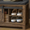 SoBuy FSR118-N Meuble de Rangement à Chaussures Banc à chaussures avec Porte de Grange coulissante et tiroir