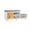 SoBuy FSR125-WN Banc de Rangement Banc à Chaussures avec Coussins Rembourrés Meuble Bas Entrée sur Pieds avec 1 Porte Coulissante et 3 Compartiments pour Entrée, Salon, Chambre à Coucher 101x35x46 cm